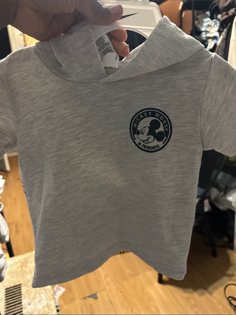 GAP Light Gray Mickey Mouse Hooded Short Sleeve Tee
